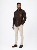 True Religion Men Brown Solid Regular Fit Shirt