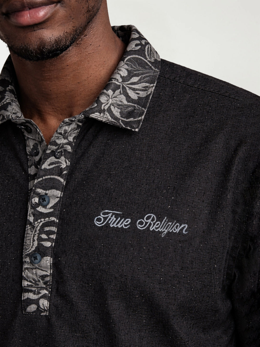 True Religion Men Black Solid Regular Fit Shirt