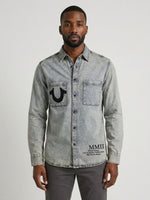 True Religion Men Grey Solid Regular Fit Shirt