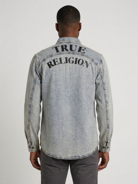 True Religion Men Grey Solid Regular Fit Shirt