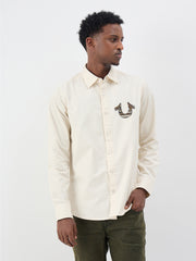 True Religion Men Cream Printed Regular Fit Shirt