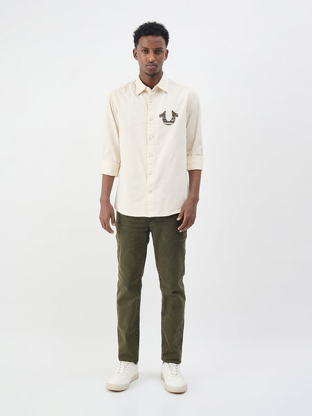 True Religion Men Cream Printed Regular Fit Shirt