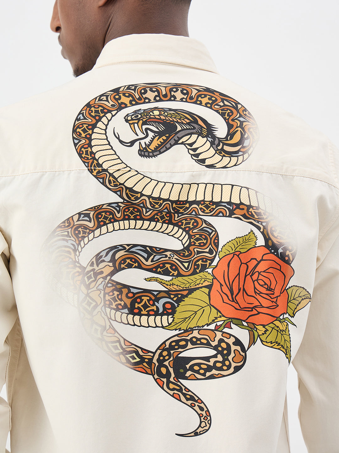 True Religion Men Cream Printed Regular Fit Shirt