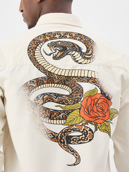 True Religion Men Cream Printed Regular Fit Shirt