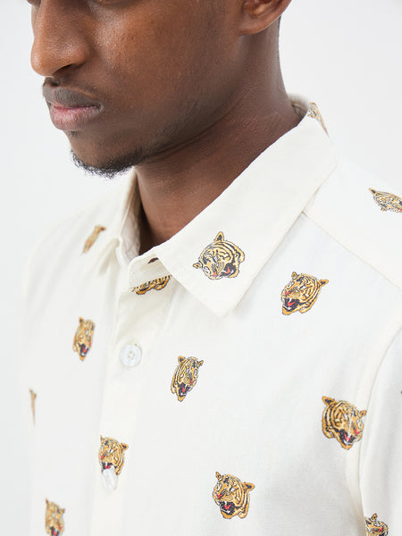 True Religion Men Cream Printed Regular Fit Pure Cotton Shirt