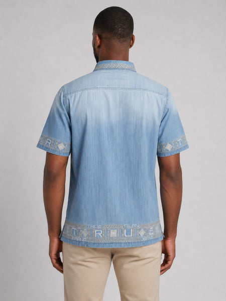 True Religion Men Blue Embroidered Regular Fit Shirt