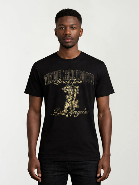 True Religion Men Black Printed Regular Fit T-Shirt