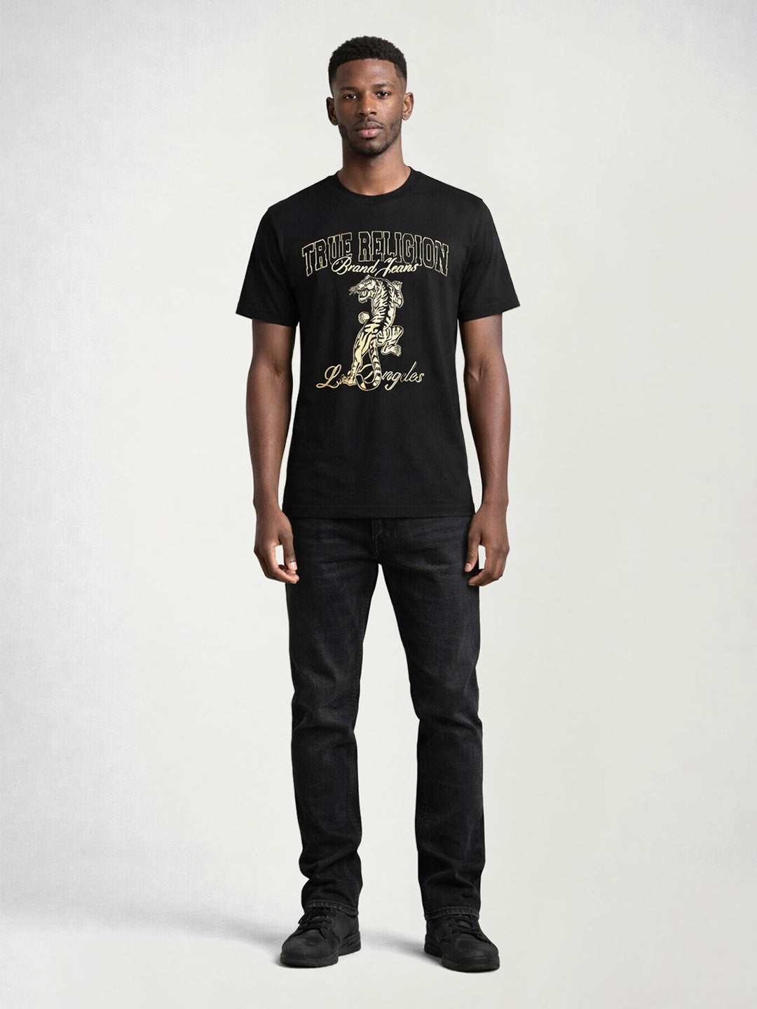 True Religion Men Black Printed Regular Fit T-Shirt