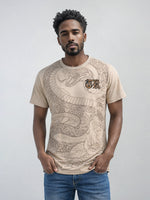 True Religion Men Beige Printed Regular Fit T-Shirt