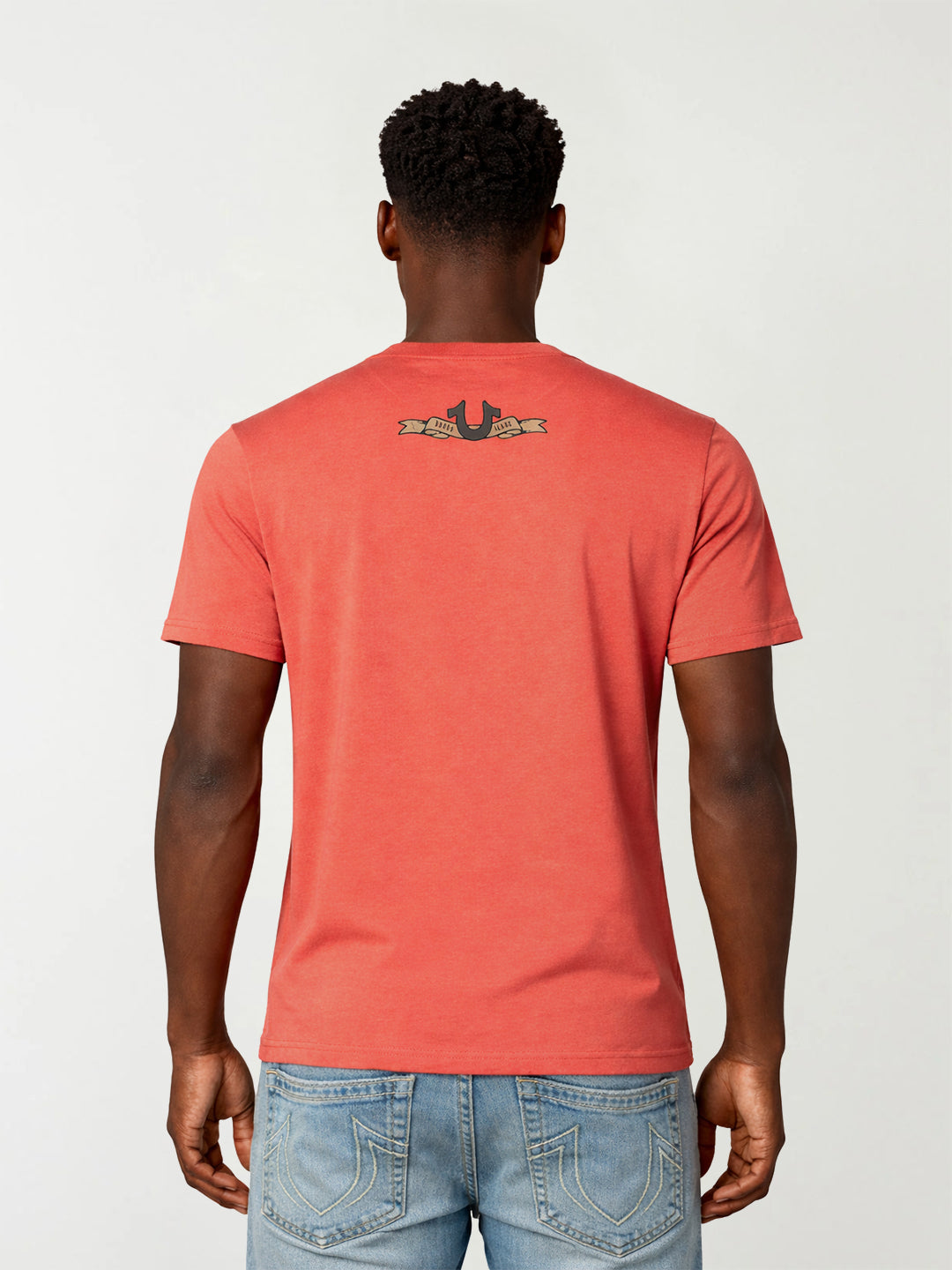 Men orange logo print regular fit t-shirt