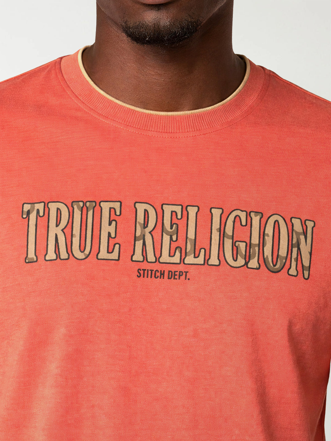 Men orange logo print regular fit t-shirt