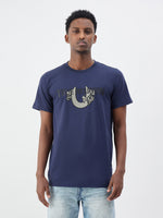 True Religion Men Indigo Blue Solid Regular Fit T-Shirt