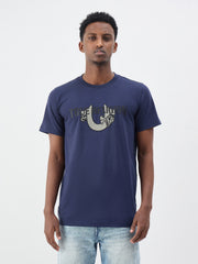 True Religion Men Indigo Blue Solid Regular Fit T-Shirt