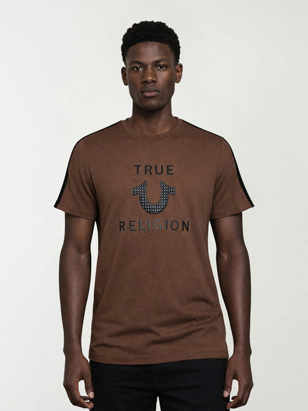 True Religion Men Brown Printed Regular Fit T-Shirt