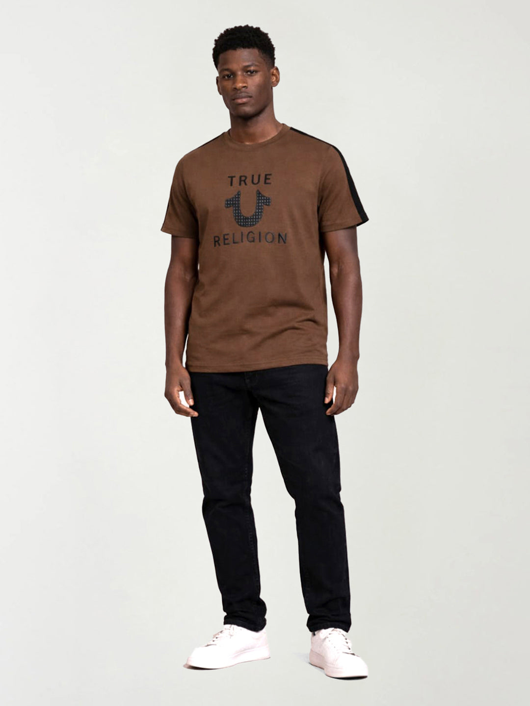 True Religion Men Brown Printed Regular Fit T-Shirt