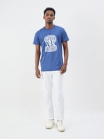 True Religion Men Blue Printed Regular Fit Pure Cotton T-Shirt