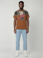 True Religion Men Orange Printed Regular Fit T-Shirt