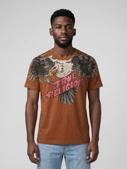 True Religion Men Orange Printed Regular Fit T-Shirt