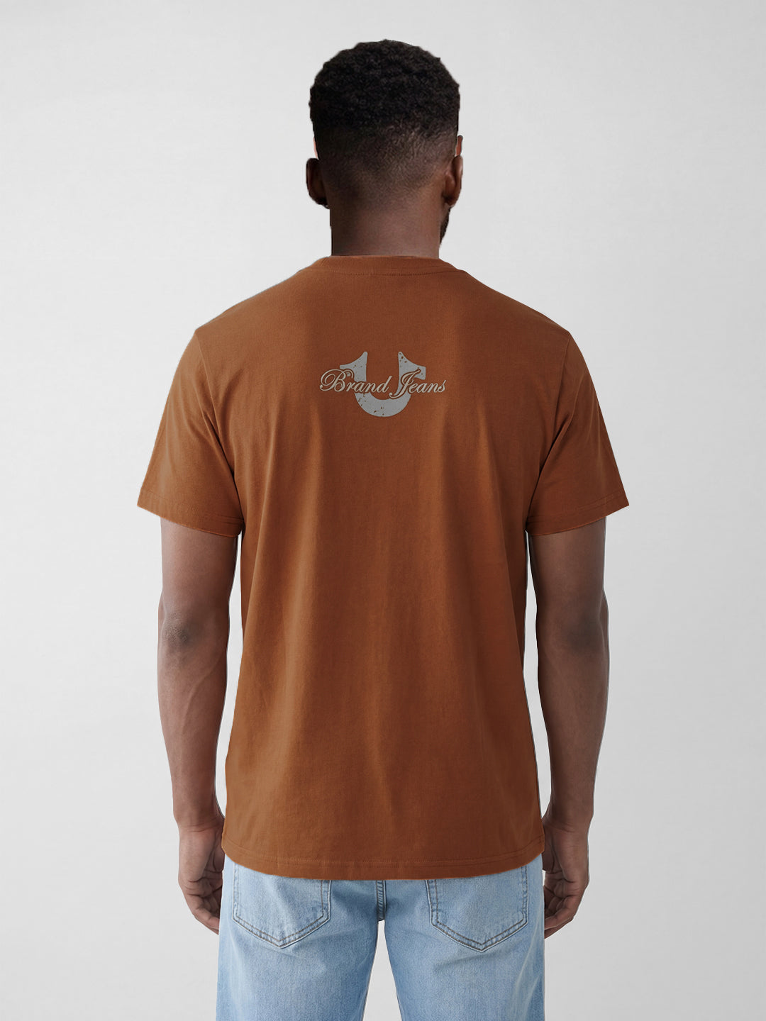 True Religion Men Orange Printed Regular Fit T-Shirt