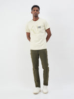 True Religion Men Cream Solid Regular Fit Pure Cotton T-Shirt