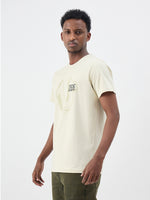 True Religion Men Cream Solid Regular Fit Pure Cotton T-Shirt