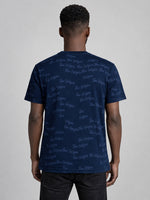 True Religion Men Blue Printed Regular Fit T-Shirt