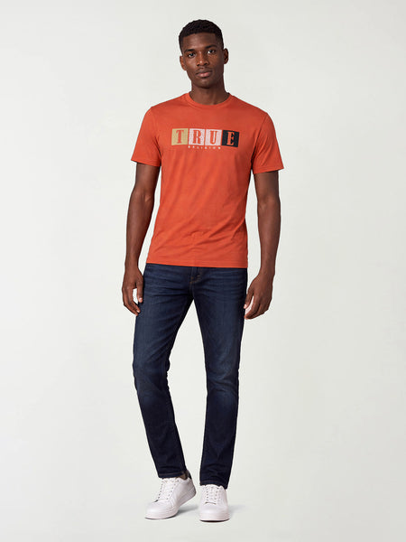 True Religion Men Orange Printed Regular Fit T-Shirt