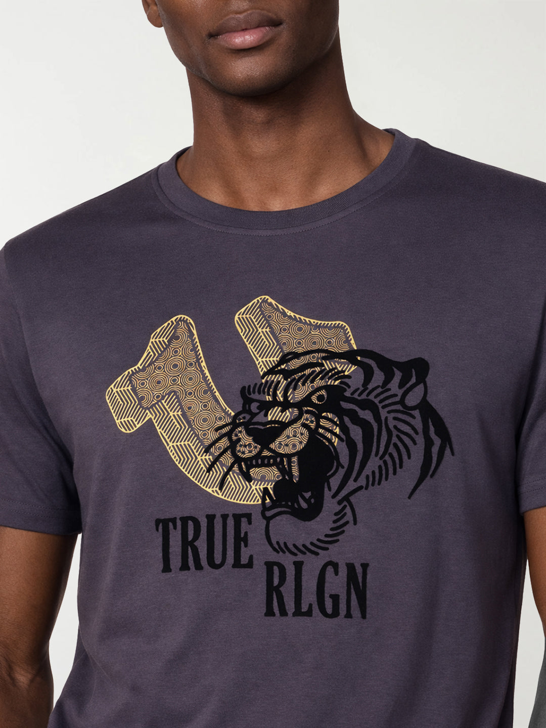 True Religion Men Grey Printed Regular Fit T-Shirt