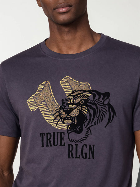 True Religion Men Grey Printed Regular Fit T-Shirt