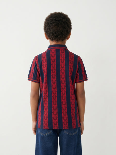 True Religion Boys Multi Striped Regular Fit Pure Cotton Polo T-Shirt