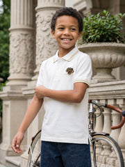 True Religion Boys White Solid Regular Fit Pure Cotton Polo T-Shirt