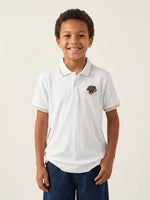 True Religion Boys White Solid Regular Fit Pure Cotton Polo T-Shirt