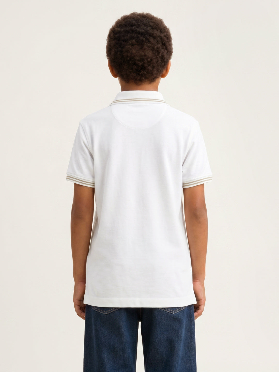 True Religion Boys White Solid Regular Fit Pure Cotton Polo T-Shirt