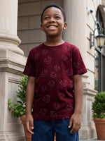 True Religion Boys Red Printed Regular Fit Pure Cotton T-Shirt