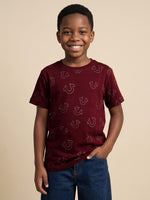 True Religion Boys Red Printed Regular Fit Pure Cotton T-Shirt