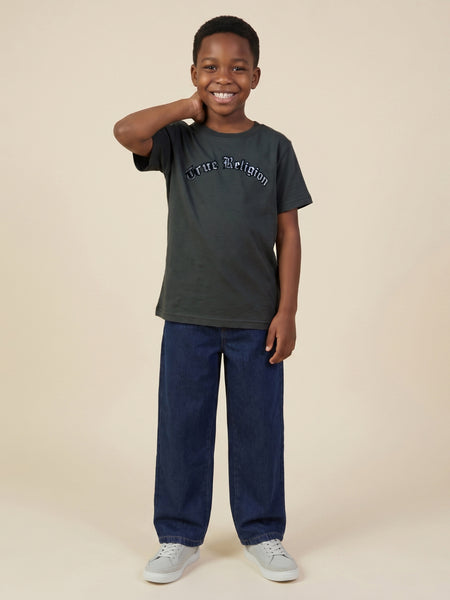 True Religion Boys Green Solid Regular Fit Pure Cotton T-Shirt