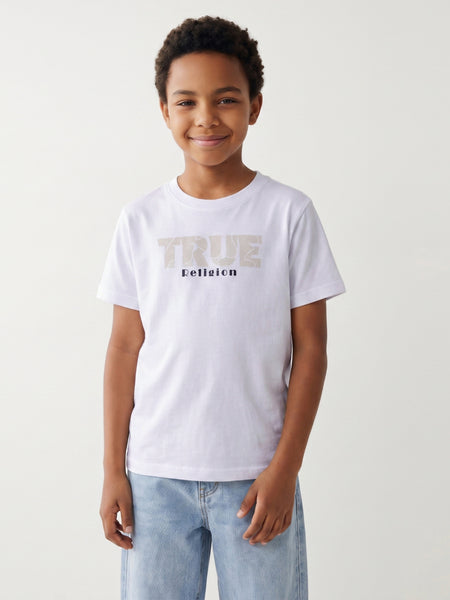 True Religion Boys Cream Solid Regular Fit Pure Cotton T-Shirt