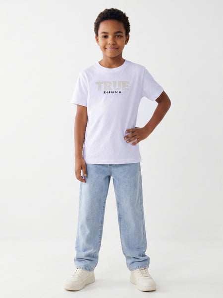True Religion Boys Cream Solid Regular Fit Pure Cotton T-Shirt