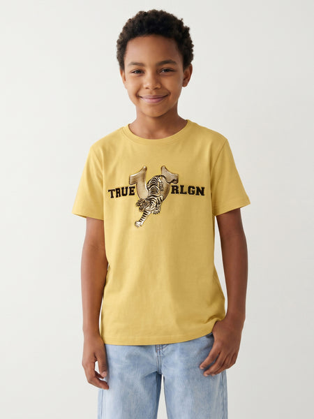 True Religion Boys Yellow Solid Regular Fit T-Shirt