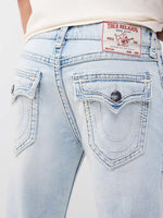 True Religion Men Blue Solid Ricky Ropestitch Straight Fit Jeans
