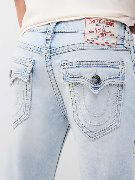 True Religion Men Blue Solid Ricky Ropestitch Straight Fit Jeans