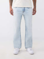 True Religion Men Blue Solid Ricky Ropestitch Straight Fit Jeans