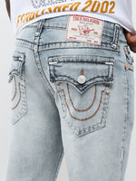 True Religion Men Ice Blue Ricky Super T Solid Straight Fit Jeans