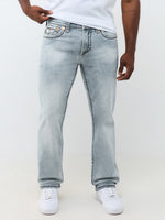 True Religion Men Ice Blue Ricky Super T Solid Straight Fit Jeans