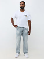 True Religion Men Ice Blue Ricky Super T Solid Straight Fit Jeans