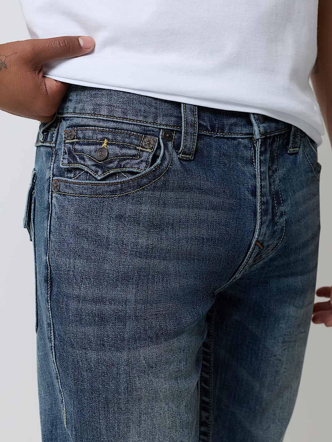 True Religion Men Blue Solid Rocco SN Skinny Fit Jeans