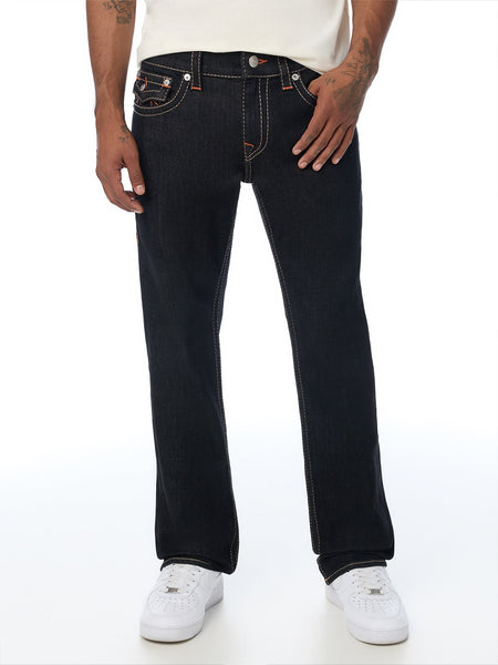 True Religion Men Black Ricky Big T Solid Straight Fit Jeans