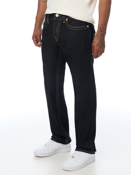 True Religion Men Black Ricky Big T Solid Straight Fit Jeans