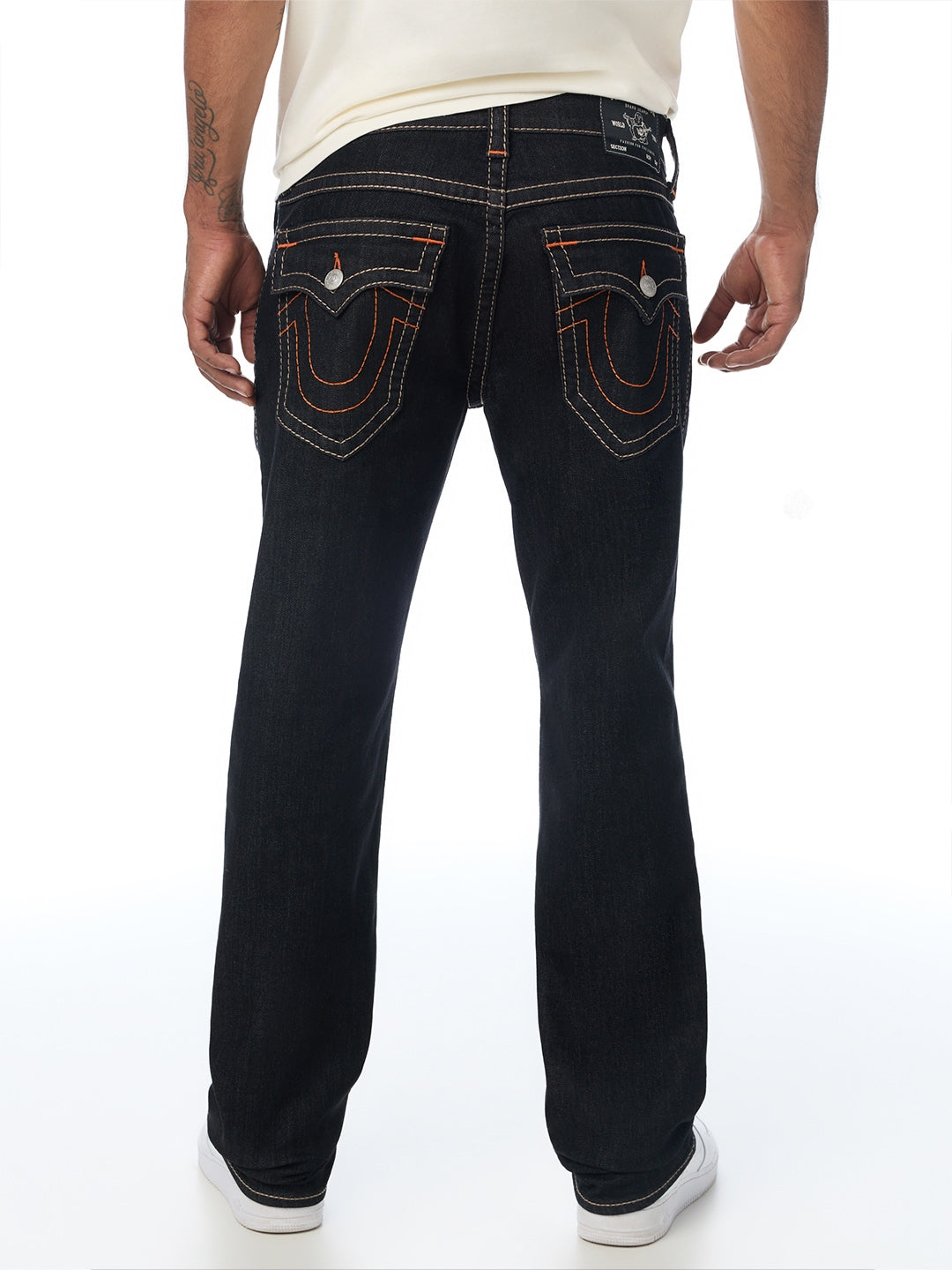 True Religion Men Black Ricky Big T Solid Straight Fit Jeans