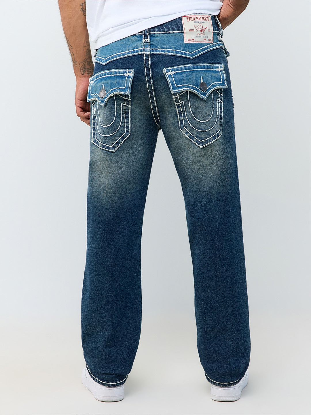 True Religion Men Blue Ricky Super T Solid Straight Fit Jeans